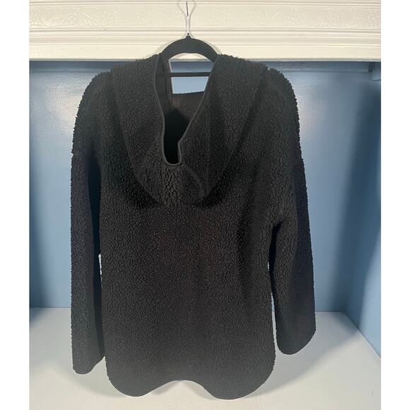 H&M Black Sherpa Half Zip Hoodie Pullover Fleece Jacket Large Cozy Warm - Picture 5 of 8